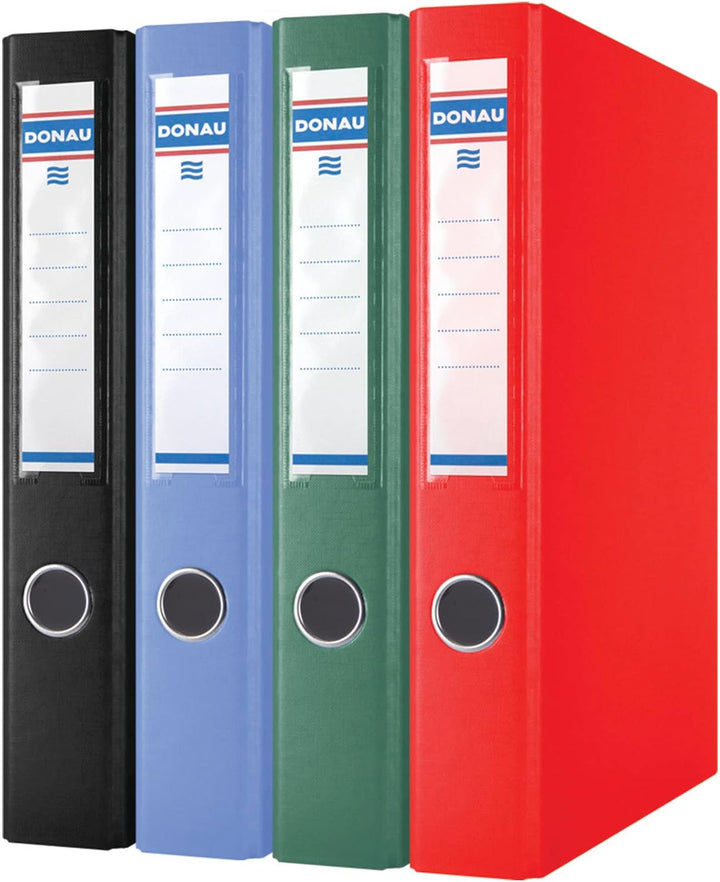 DONAU 3932001PL-04 Ringbuch/Rot | 2-D-Ring-Mechanik 30mm DIN A4 Ringordner Pappe/Kunststoff | Aus 1,
