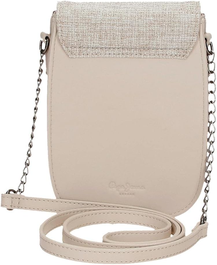 Pepe Jeans Maddie Mobile Umhängetasche Beige 13,5x17,5x4 cm Polyester mit Details aus Kunstleder Bei
