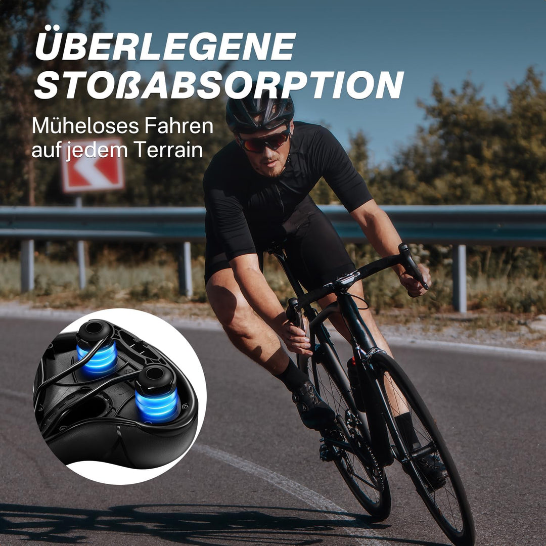 YOUNGDO Fahrradsattel, Gel Fahrradsitz, breiter, weicher, komfortabel atmungsaktiv stossdämpfend, Er