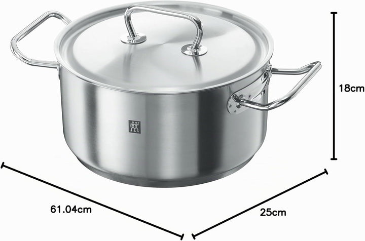 ZWILLING Twin Classic Bratentopf mit Deckel, 24 cm, 4,5 L, Induktionsgeeignet, Edelstahl, 24 cm