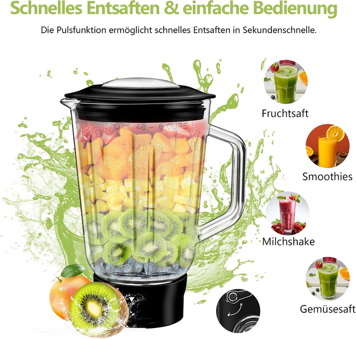 Küchenmaschine, 6 L Knetmaschine 1200W, 6 Geschwindigkeits Küchenmaschine, Teigmaschine mit Rührhake