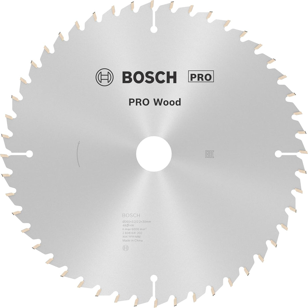 Bosch Professional Zubehör 2608641202 Kreissägeblatt Optiline Wood 260 x 30 x 3,2 mm, 48, 260 x 30 x