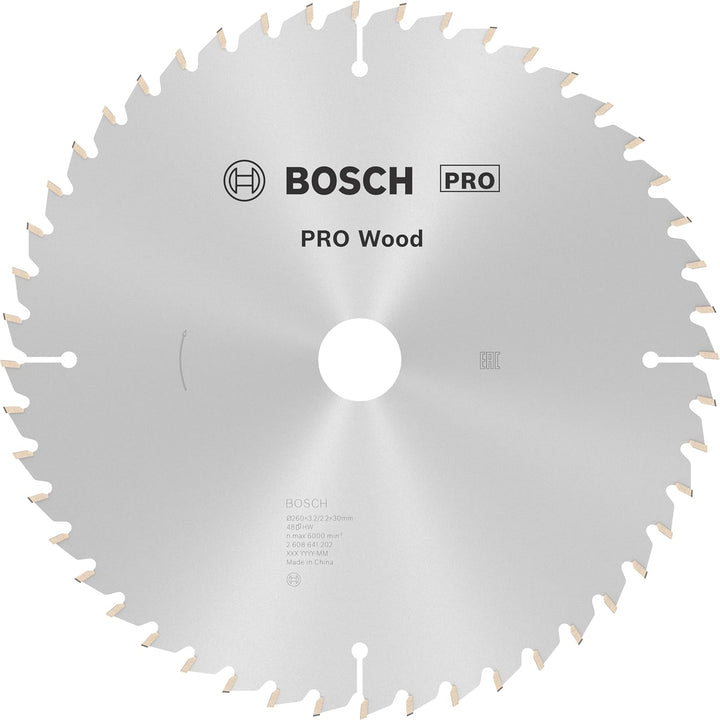 Bosch Professional Zubehör 2608641202 Kreissägeblatt Optiline Wood 260 x 30 x 3,2 mm, 48, 260 x 30 x