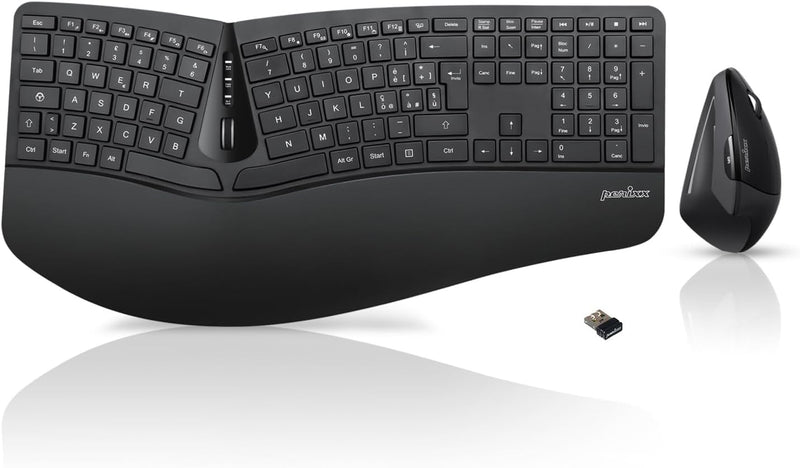 Perixx Periduo, Set, ergonomische Tastatur mit vertikaler Maus. Full-Size Wireless, Full-Size Wirele