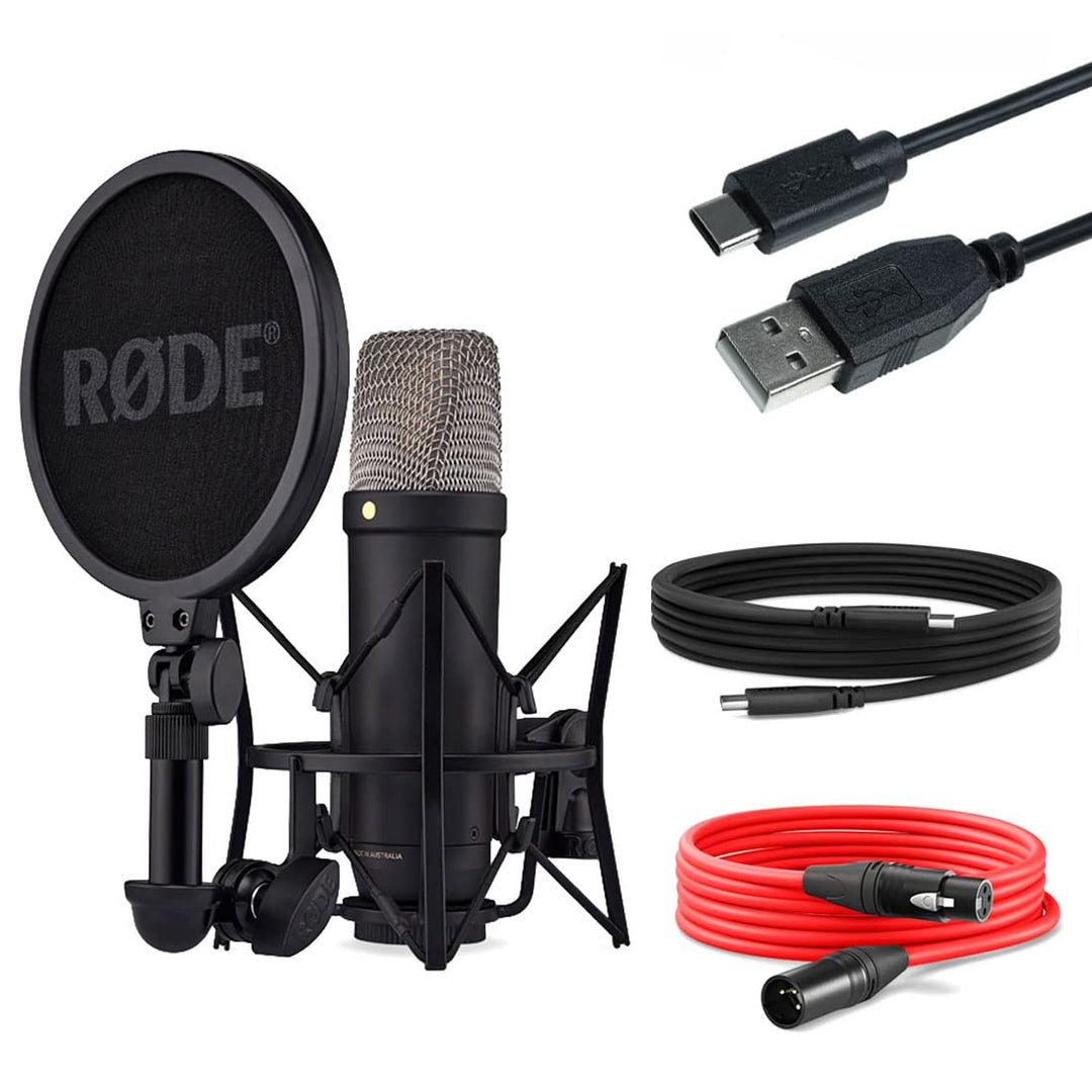 Rode NT1 5th Generation XLR USB Studio-Mikrofon Schwarz + keepdrum USB Kabel Typ A zu Typ C 50cm