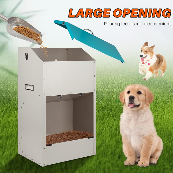 Svauoumu Futterautomat für Hunde - Fassungsvermögen 22 kg, mit Deckel Zum Schutz des Futters, Nageti