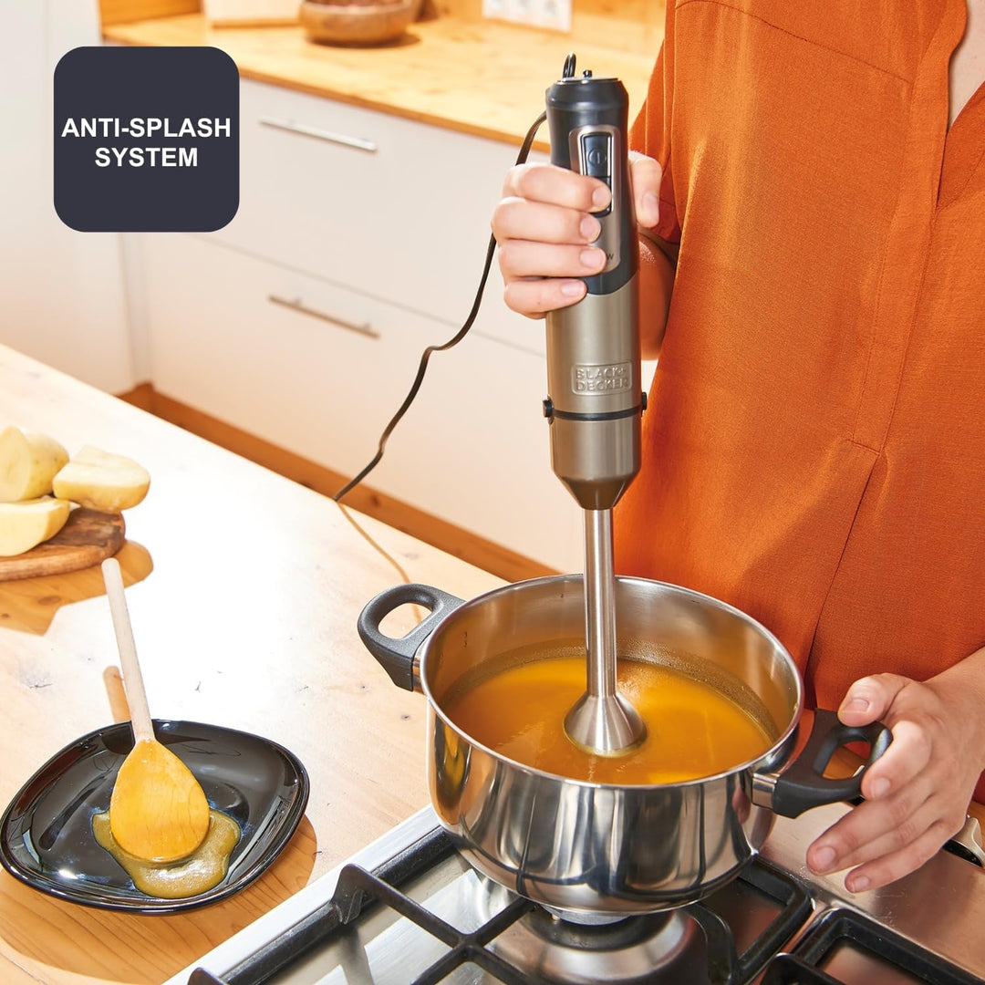 BLACK+DECKER Stabmixer BXHBA1000E - Handmixer - 1000 Watt - 4 Zubehörteile - 20 Modi 1000W 3