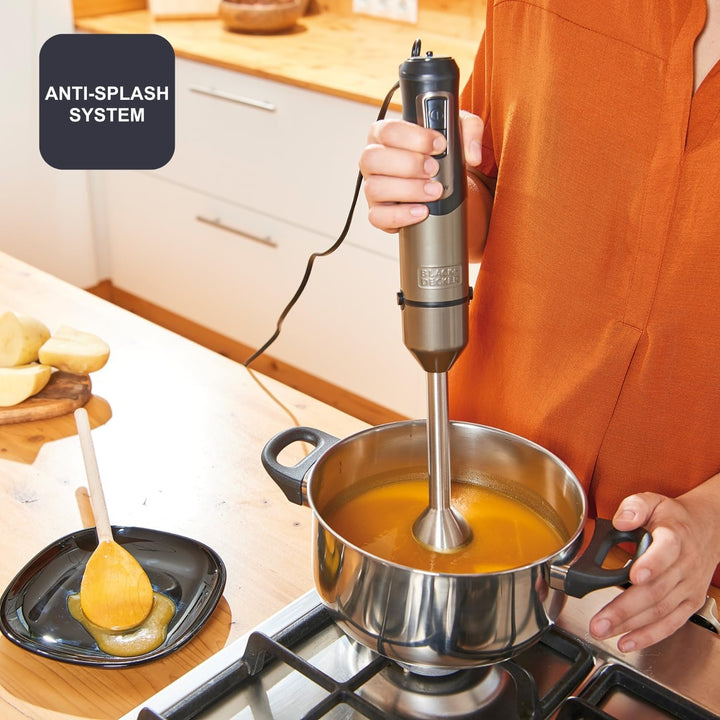 BLACK+DECKER Stabmixer BXHBA1000E - Handmixer - 1000 Watt - 4 Zubehörteile - 20 Modi 1000W 3
