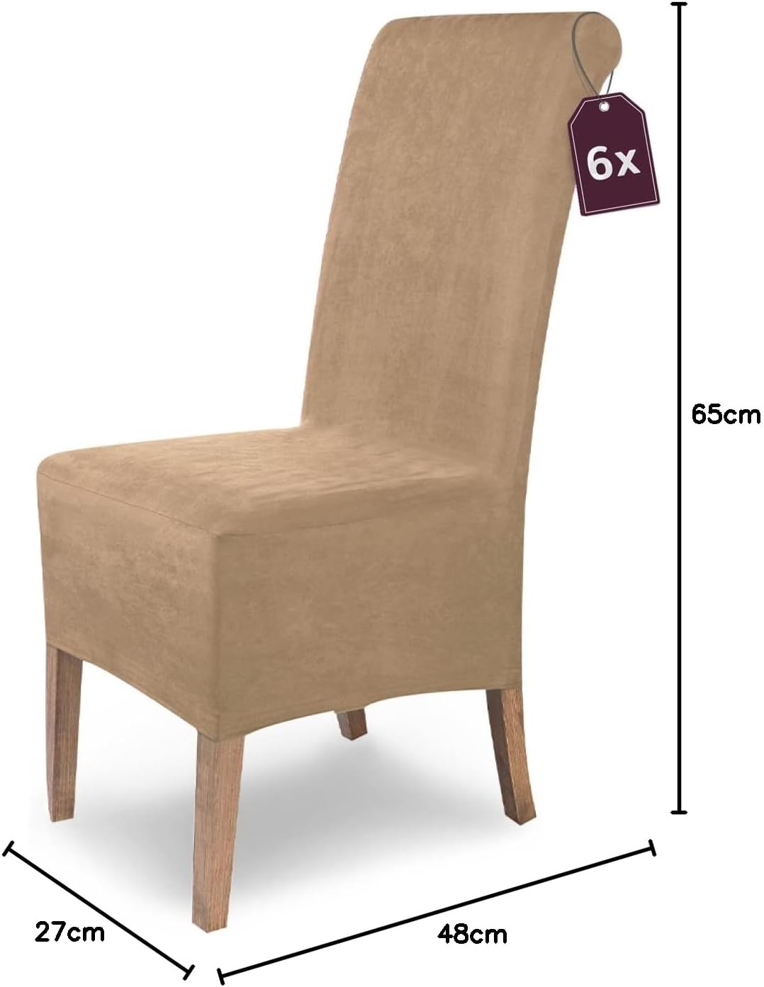 SCHEFFLER-Home Stuhlhussen 6er Set Leon Beige/elastische Wildleder Hussen für Stühle/Robustes Freisc