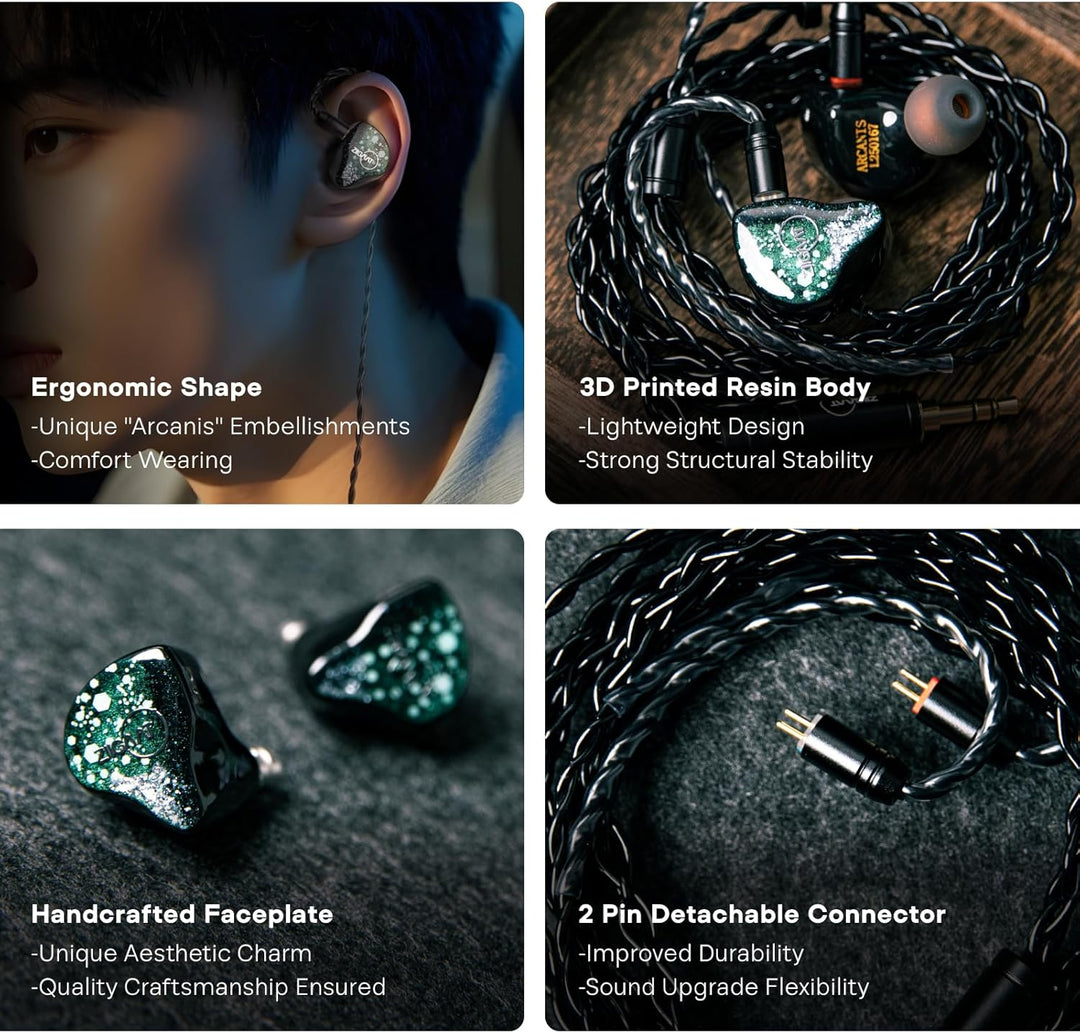 LINSOUL ZiiGaat Arcanis In-Ear-Monitor, Professioneller 2DD+5BA Hybrid IEM Earphone, Gaming -Ohrhöre