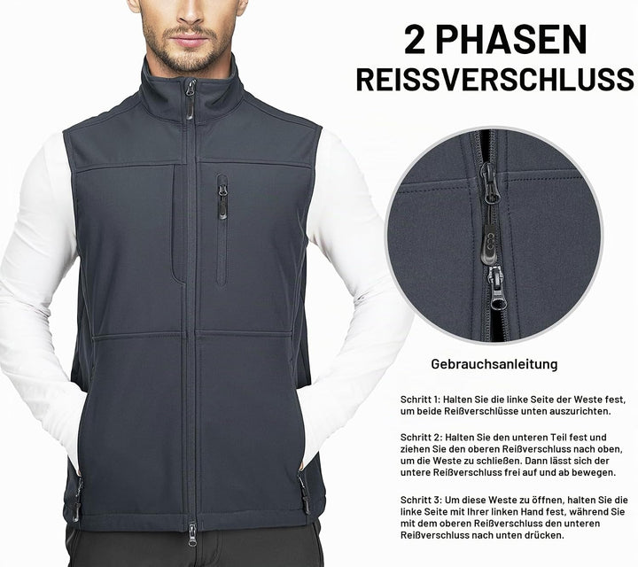 33,000ft Weste Herren Outdoor Wasserdichte Softshell Ärmellose Jacke Bodywarmer Fleece Weste Full Zi