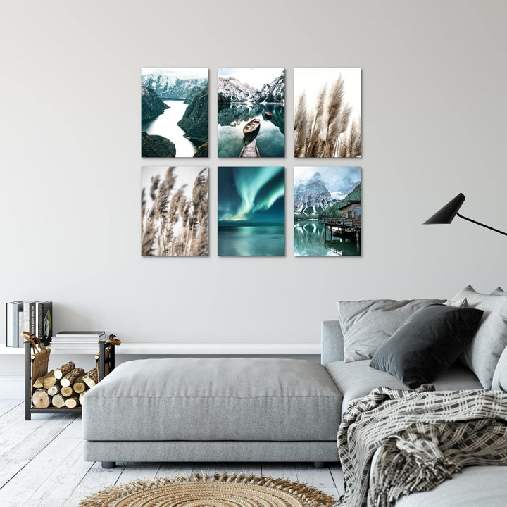 Novart Wandbilder - KEIN EXTRA RAHMEN BENÖTIGT - Wohnzimmer Schlafzimmer - Bilder Modern Natur Berge