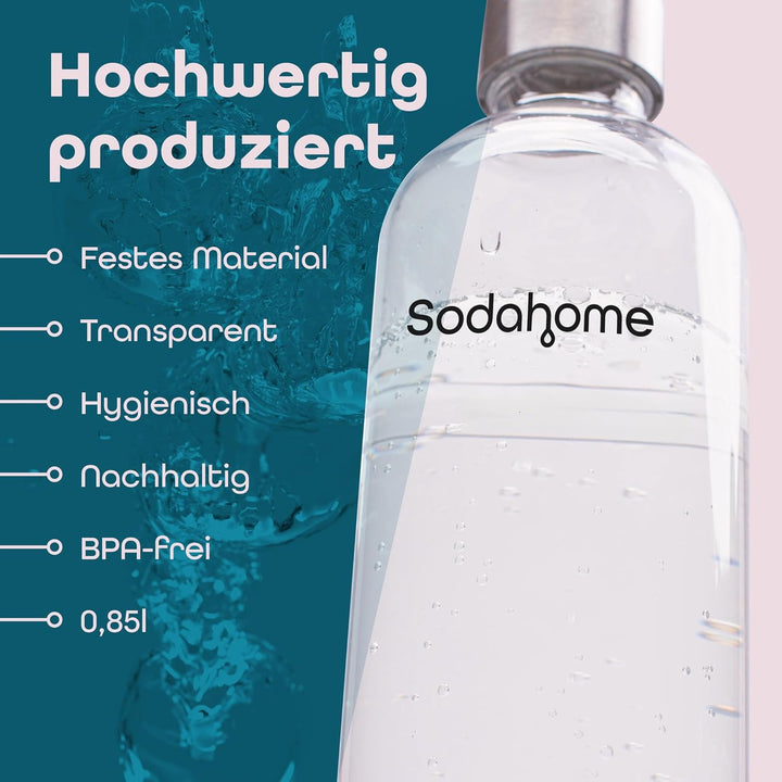2x 0,85L PET Wasserflaschen Doppelpack - Ersatzflaschen für Wassersprudler mit Schraubgewinde - komp