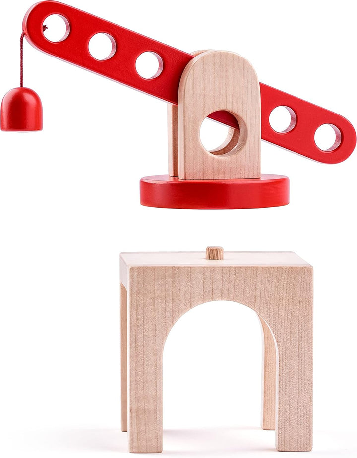 Set: Magnet - Kran + 6 Verkehrszeichen - inkl. Name - für Holz Eisenbahn - Kranset - passend für all