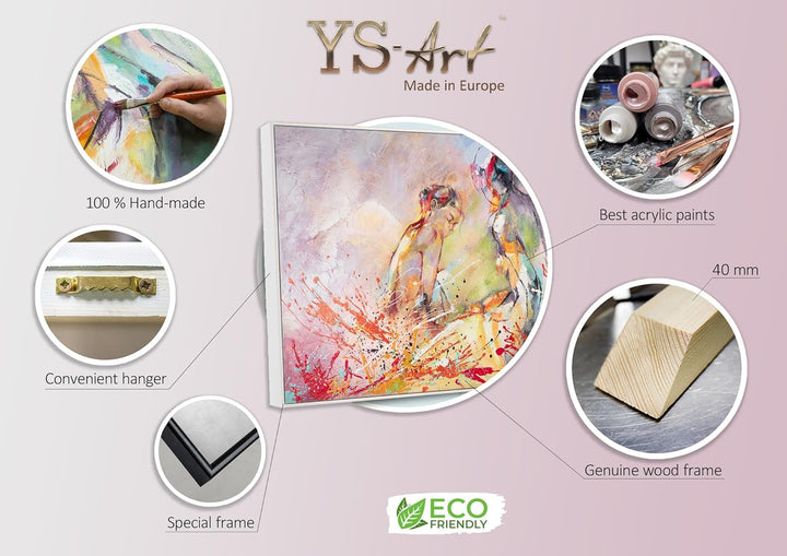 YS-Art Abstrakt Stil Acryl Gemälde auf Leinwand Heisser Sommer handgemalt Wandbilder Wohnzimmer mode