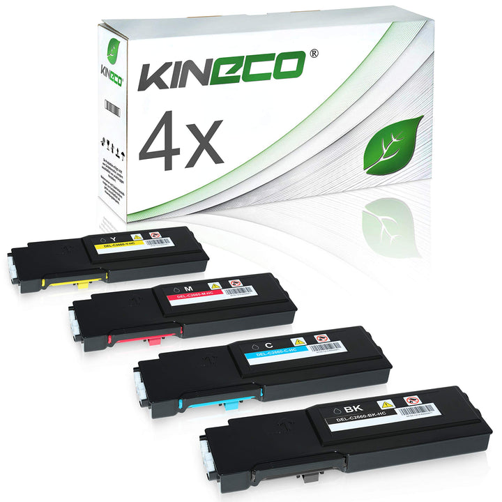 Kineco 4 Toner kompatibel für Dell C2660DN, C2665DNF , C2600 Series - 593BBBM - Schwarz 3.000 Seiten