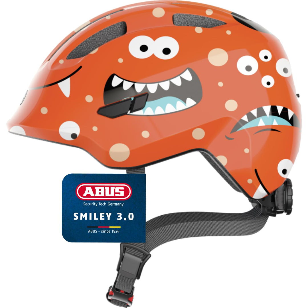 ABUS Kinderhelm Smiley 3.0 - Fahrradhelm mit tiefer Passform, kindergerechten Designs & Platz für ei