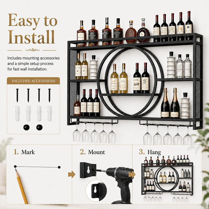 Modernes Metall Weinregal Wand, Bar-Einheit Schwebendes Regal, Weinregale Display Rack Aus Eisen, Ba
