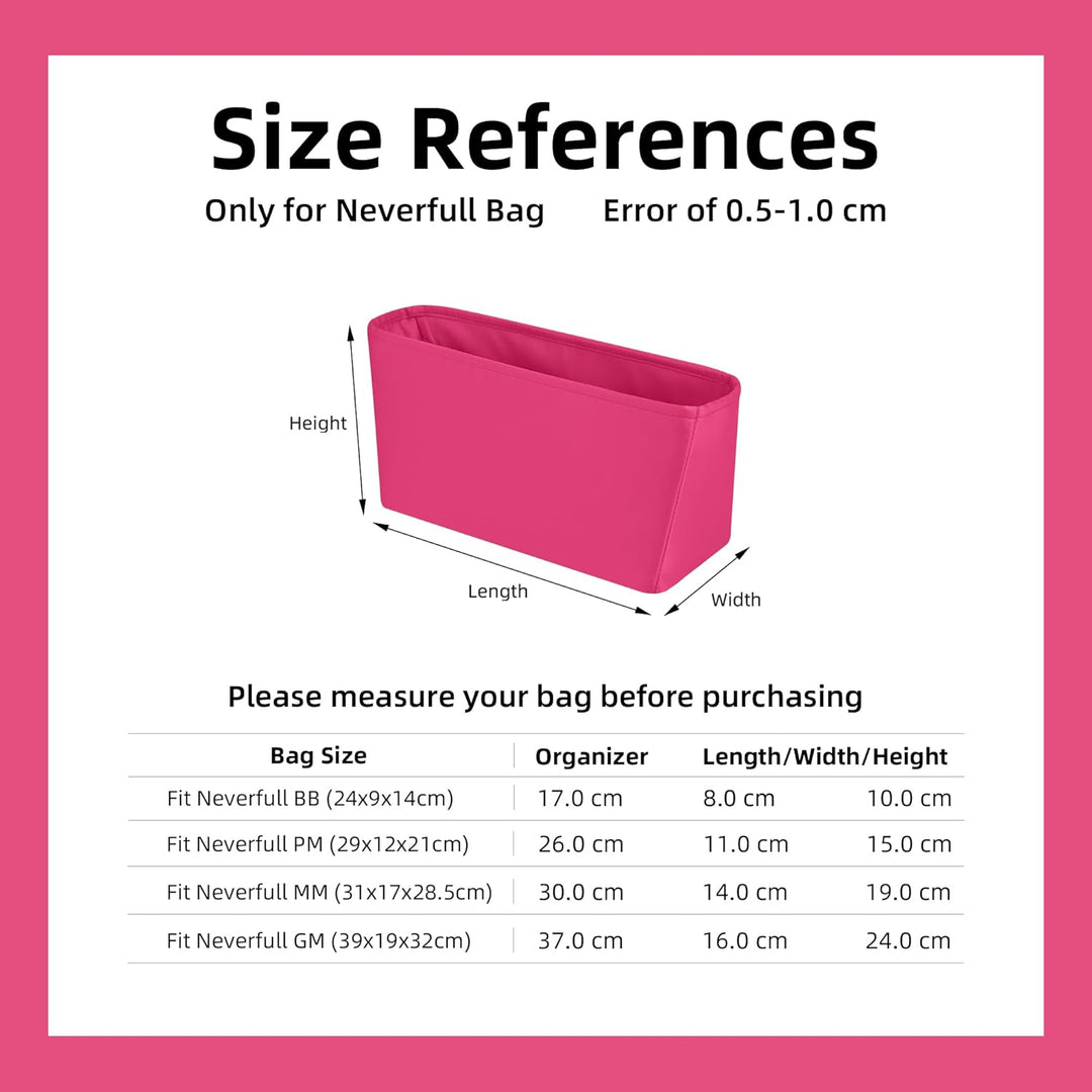 DGAZ Handtasche Taschenorganizer für Neverfull PM/MM/GM Taschen, Seide Handtaschenorganisator Damen,