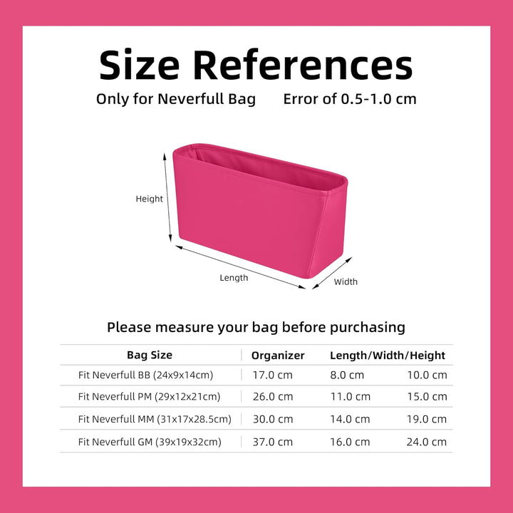 DGAZ Handtasche Taschenorganizer für Neverfull PM/MM/GM Taschen, Seide Handtaschenorganisator Damen,