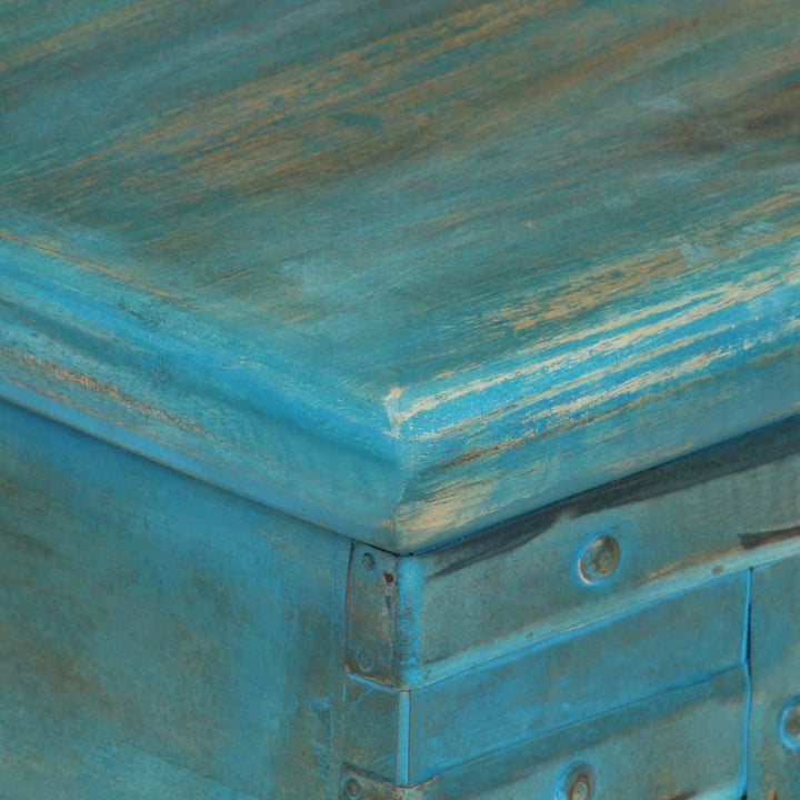 Festnight Aufbewahrungstruhe Aufbewahrungsbox mit Deckel Massives Mangoholz 100 x 40 x 41 cm Blau