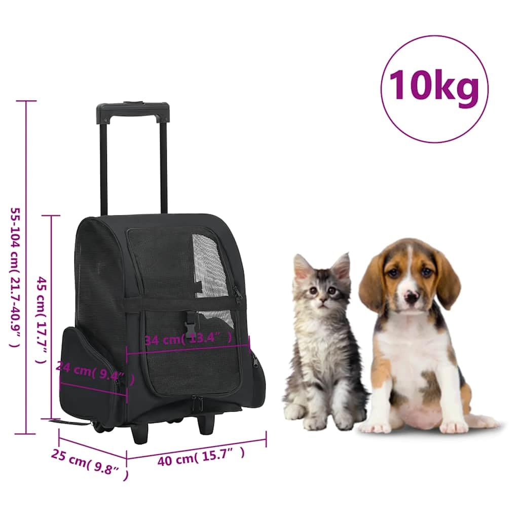 vidaXL Haustiertrolley Faltbar Schwarz Hundetrolley Rucksack Transporttasche, Schwarz