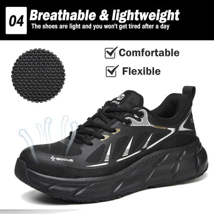 ISOOUS Arbeitsschuhe Herren Sicherheitsschuhe Damen Stahlkappenschuhe | Schutzschuhe mit Stahlkappe,