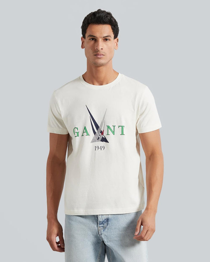 GANT Herren Sail Logo T-Shirt S Cream, S Cream