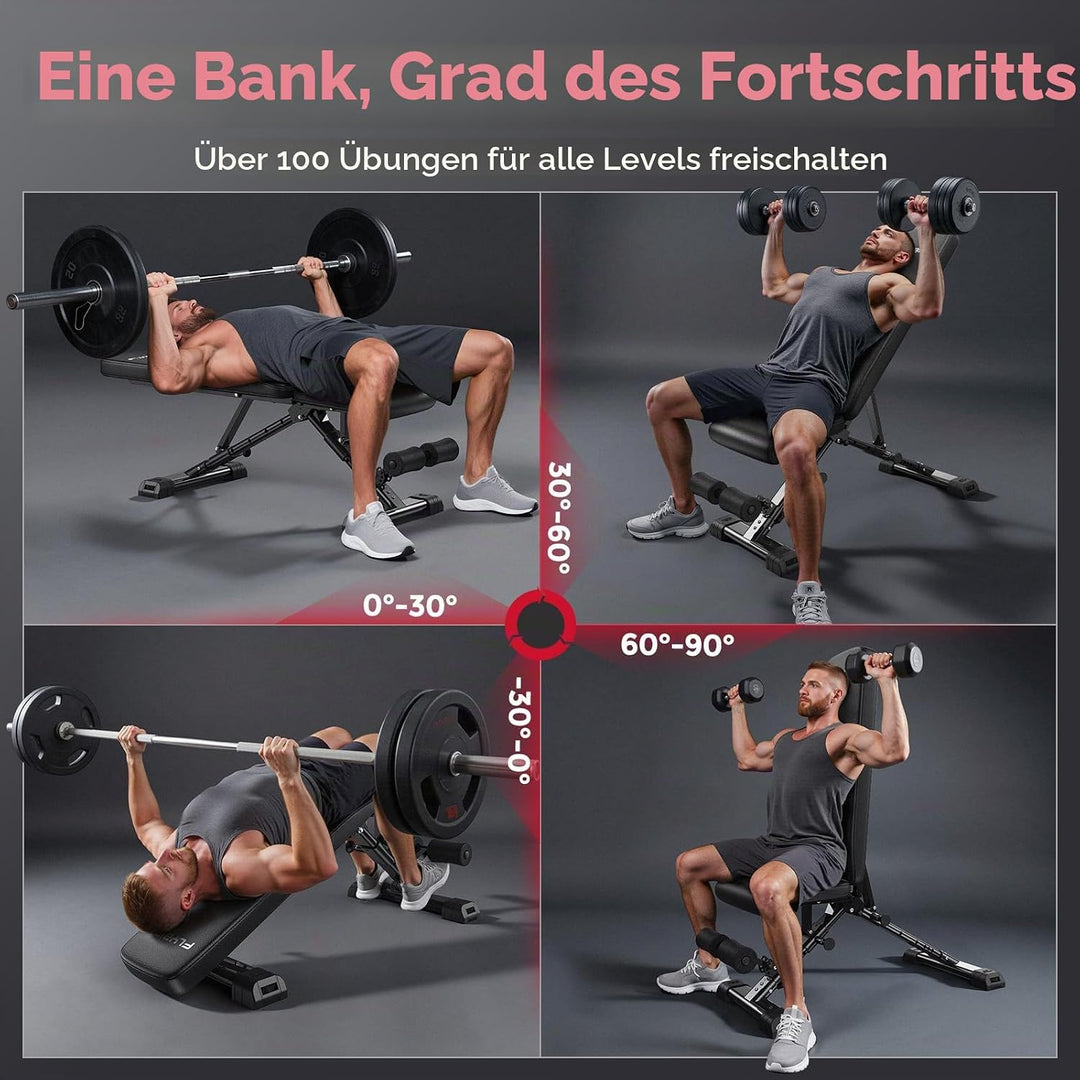 FLYBIRD Hantelbank, verstellbare Krafttrainingsbank für Ganzkörpertraining mit schnellem Zusammenkla