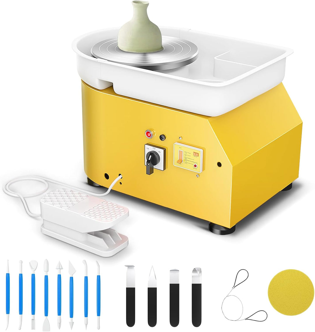 Elektrische Töpferscheibe, 25cm 350W Töpferscheibe Elektrisch profi mit Fusspedale,Keramikformmaschi