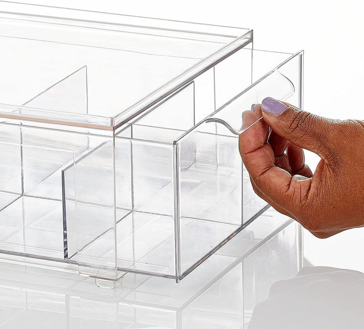 mDesign Schubladenbox mit 8 Fächern – Stapelbox aus Kunststoff für Küchen- und Kühlschrank – Küchen