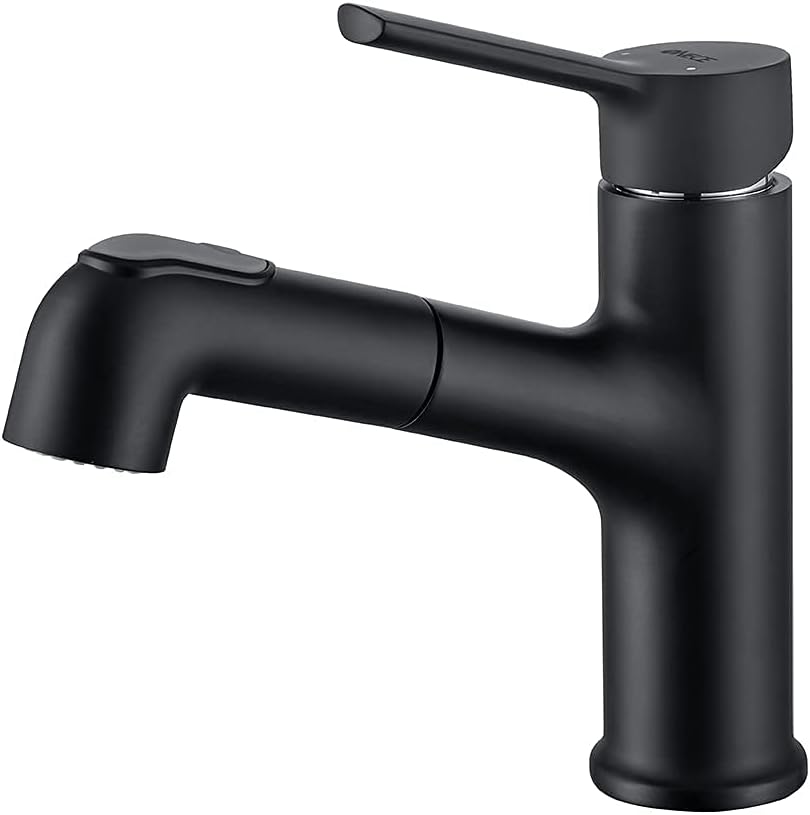 ONECE Wasserhahn Bad Schwarz mit ausziehbar Brause, Waschtischarmatur aus Messing Badarmatur Einhebe