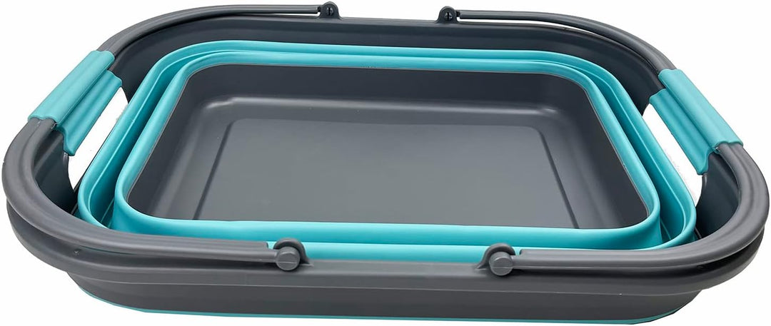 SAMMART 29 l zusammenklappbare Wanne mit Griff, tragbarer Picknickkorb, platzsparender Aufbewahrungs