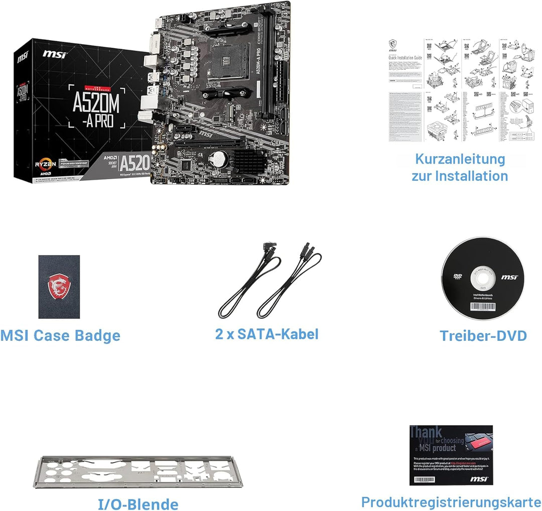 MSI A520M-A PRO Motherboard AMD A520 Socket AM4 micro ATX A520 A520M-A PRO M-ATX, A520 A520M-A PRO M