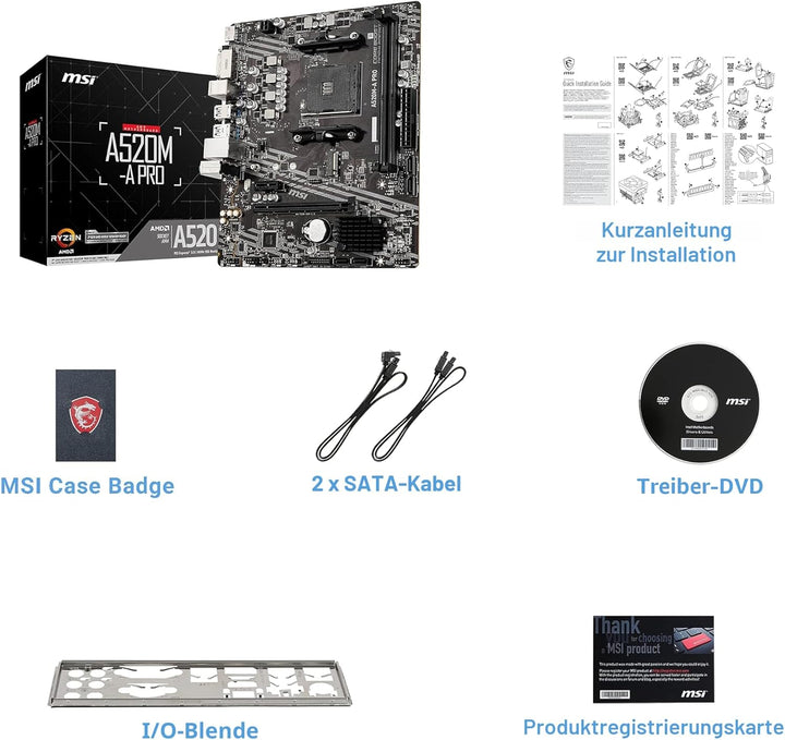 MSI A520M-A PRO Motherboard AMD A520 Socket AM4 micro ATX A520 A520M-A PRO M-ATX, A520 A520M-A PRO M