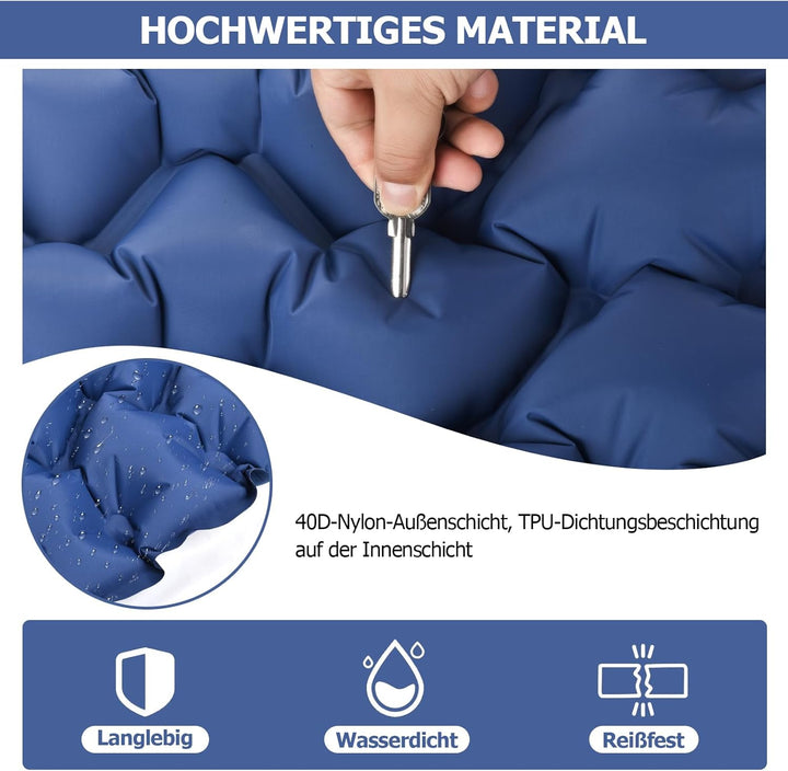 Isomatte, 10CM Hoch Luftmatratze Camping Kleines Packmass, Aufblasbare Isomatte Ultraleicht mit Fuss