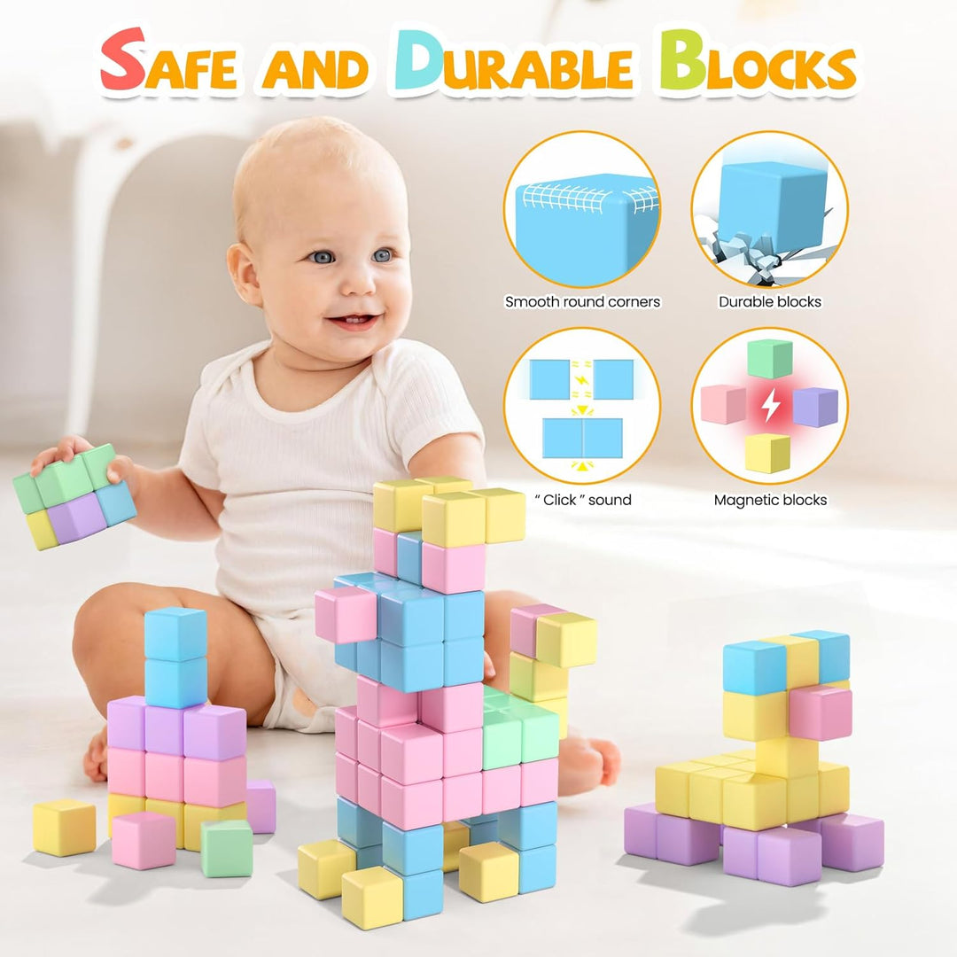 Magnetbausteine 30 TILE, Grosse Magnetische Bausteine für Kinder ab 3 4 5 6 7 8, STEM Lernspielzeug,
