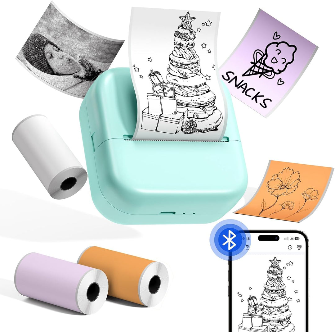 Phomemo Mini Drucker M02X Aufkleberdrucker, Mini Tragbarer Handydrucker, Bluetooth Inkless Mini Stic