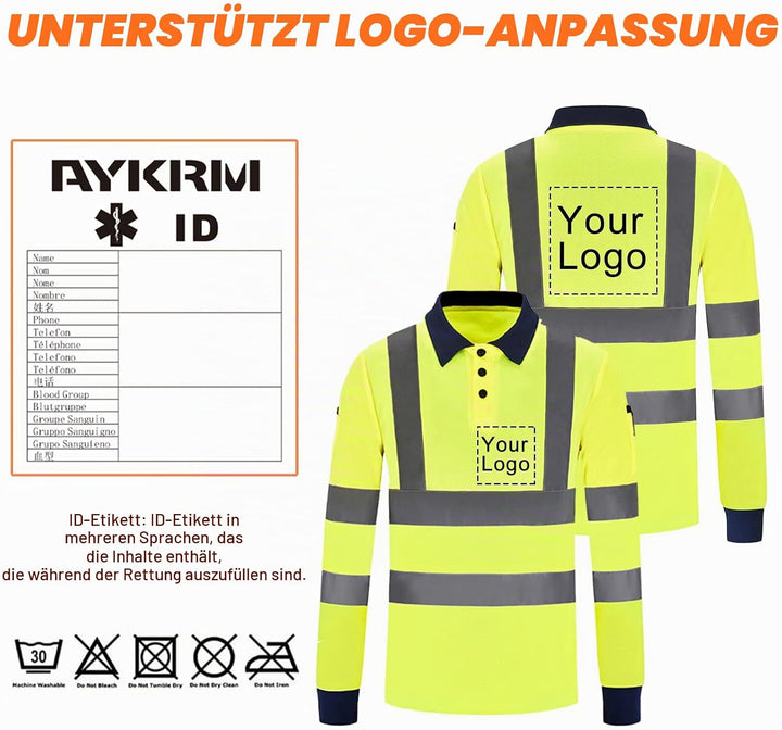 Warnschutz Polo T-Shirt Warnschutzshirt Langarm Warnshirt sicherheits polohemd Langarm Langarm XS Eu