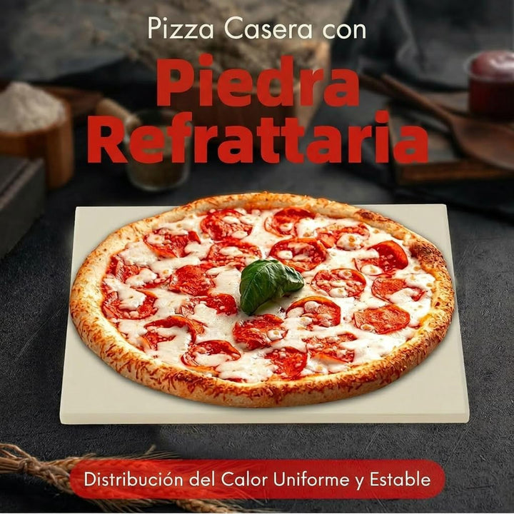 Pizzastein 32 cm quadratisch, Cordierit | Zum Grillen &amp; Pizzaofen, Hochtemperaturbeständig, Für Pizz