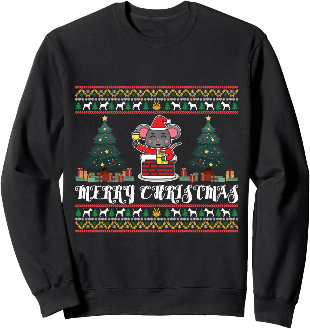 Funny Merry Christmas mouse in the chimney Sweatshirt