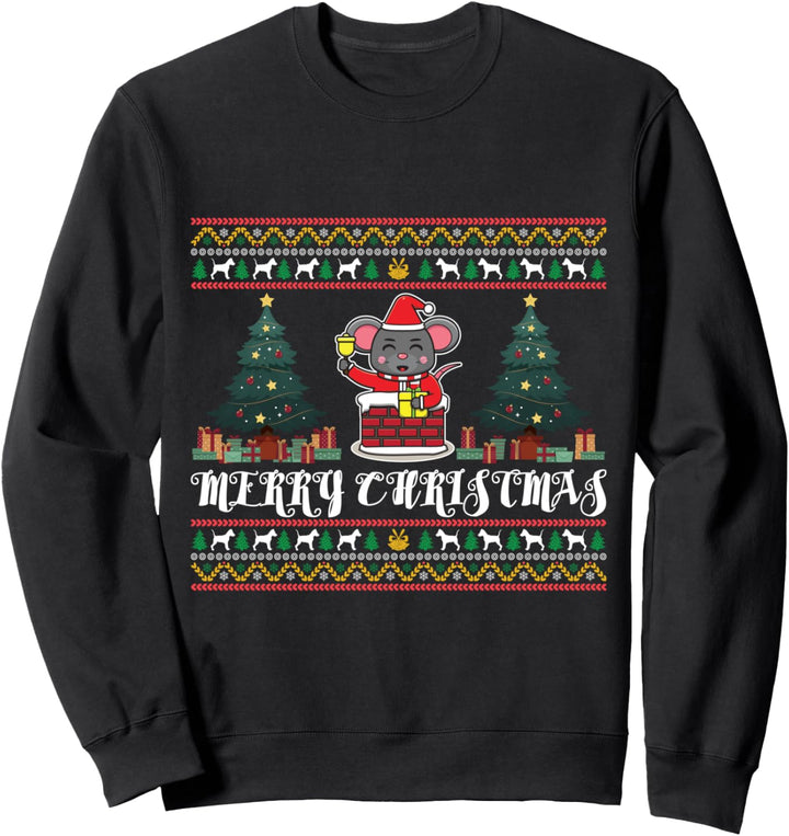 Funny Merry Christmas mouse in the chimney Sweatshirt