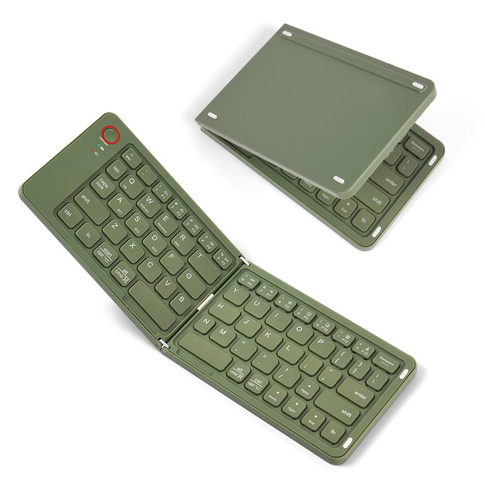 Aolso Faltbare Tastatur Klappbar, Wiederaufladbare kabellose Mini-Tastatur für iOS, Android, Windows