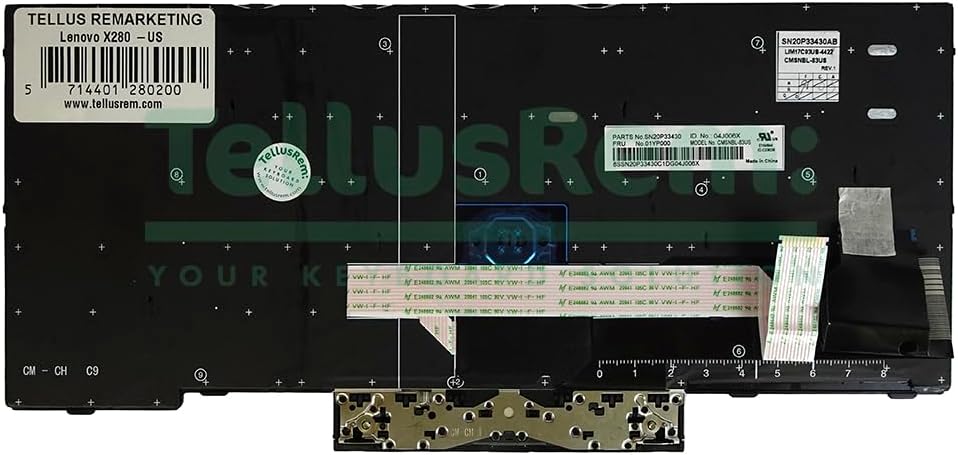 TellusRem ersatztastatur US Nicht Hintergrundbeleuchtung für Lenovo Thinkpad X280 X390 X395 Non-Back