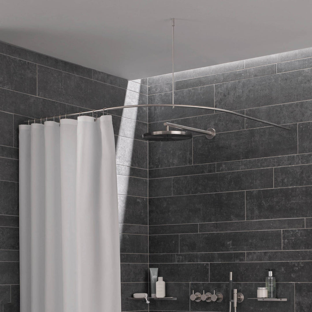 PHOS Design, DSB300-900, Viertelkreis Duschvorhangstange, 90 x 90 cm, Bogenradius 30 cm, Edelstahl m