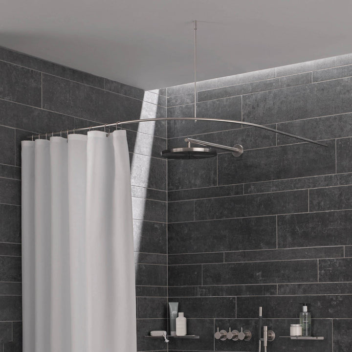 PHOS Design, DSB300-900, Viertelkreis Duschvorhangstange, 90 x 90 cm, Bogenradius 30 cm, Edelstahl m