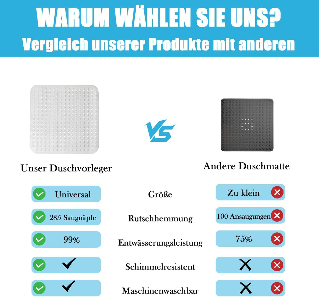 Duschmatte rutschfest Antirutschmatte Dusche: 80 x 80 cm Duscheinlage Duschwanneneinlage Rutschmatte