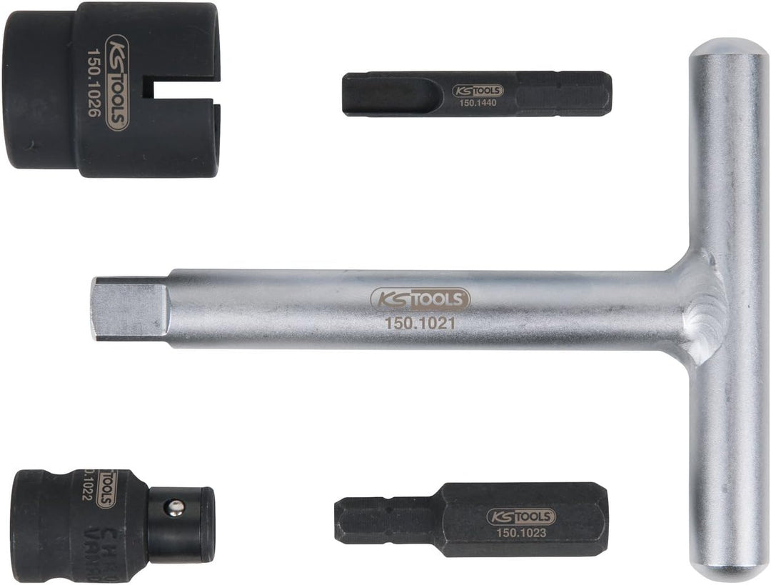 KS Tools 150.1020 1/4"+3/8" Öldienst-Spezialprofil-Satz für Kunststoff-Ölablassschrauben, 5-teilig
