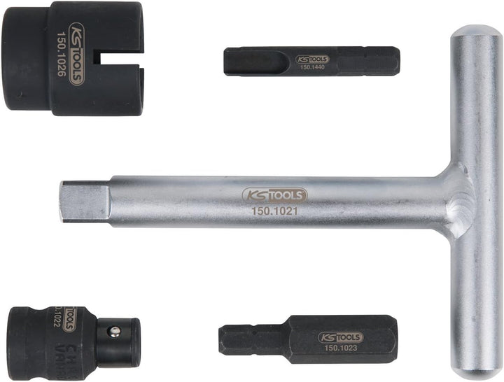 KS Tools 150.1020 1/4"+3/8" Öldienst-Spezialprofil-Satz für Kunststoff-Ölablassschrauben, 5-teilig