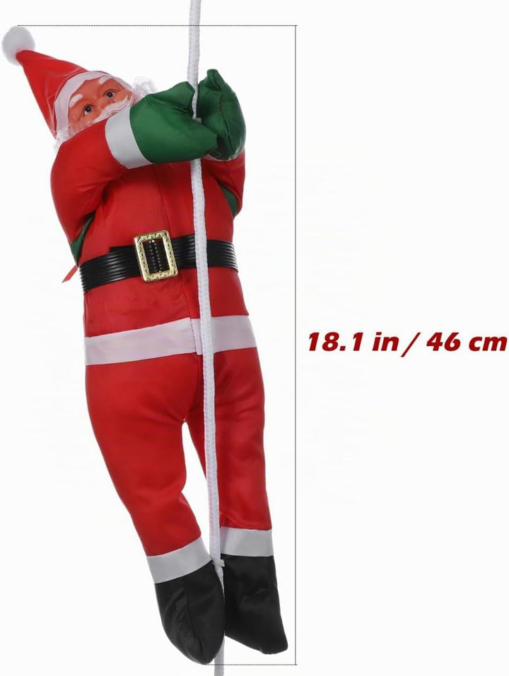 LIOOBO 40cm Weihnachtsmann der auf Seilweihnachtsbaum hängender Verzierungswandfensterinnendekoratio